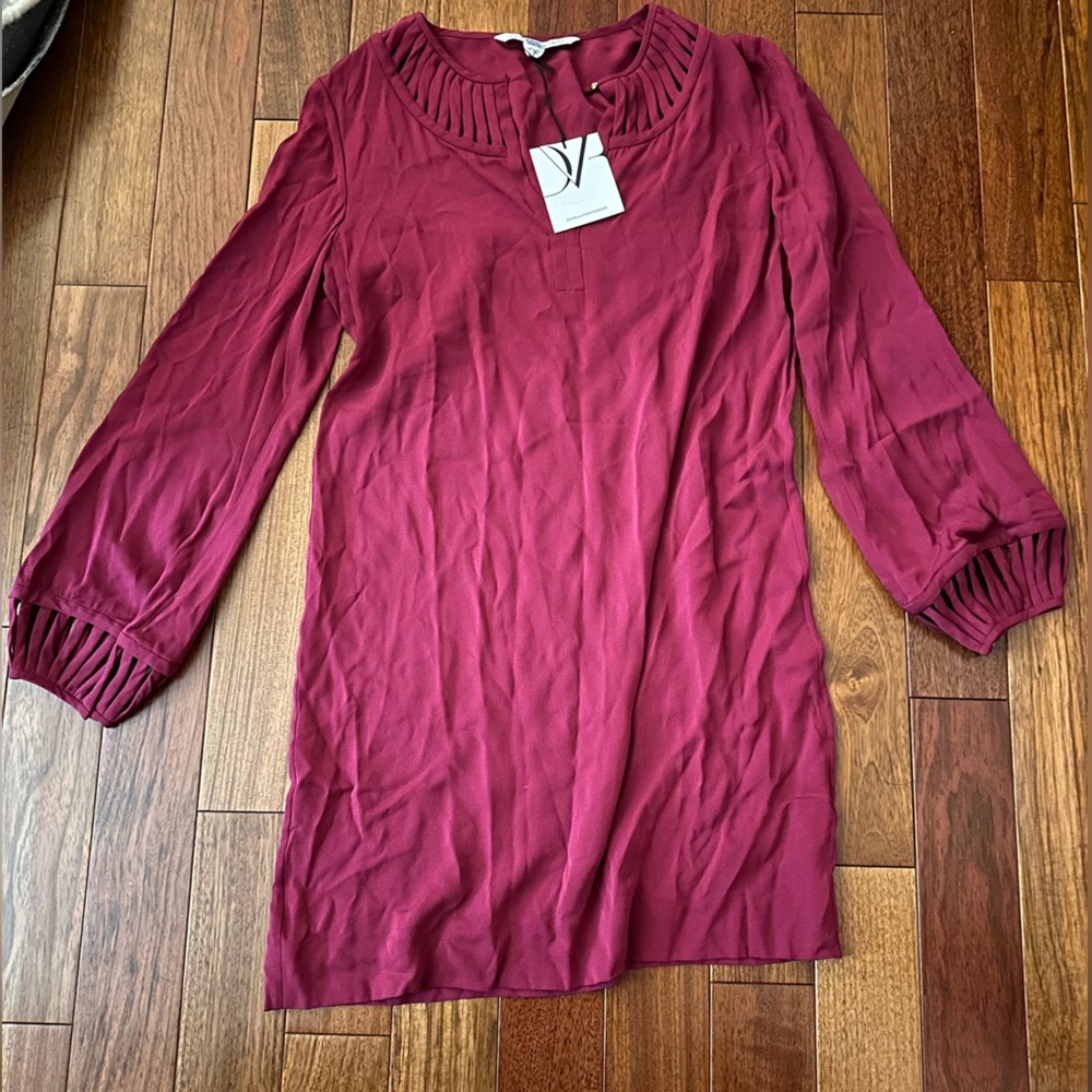 DVF burgundy shift dress